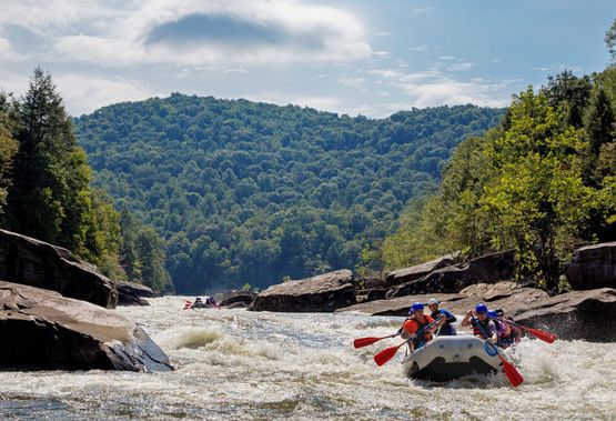 Rafts move through Lost Paddle Rapid on the Upper Gauley River