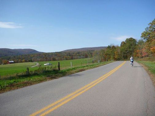 A cyclist on a WV road
