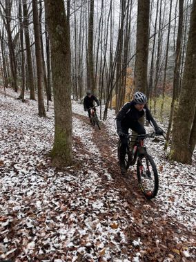 Mountain bikers ride the Upshur County Trails in the winter