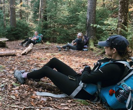 Backpackers take a break at a campsite in Cranberry Wilderness