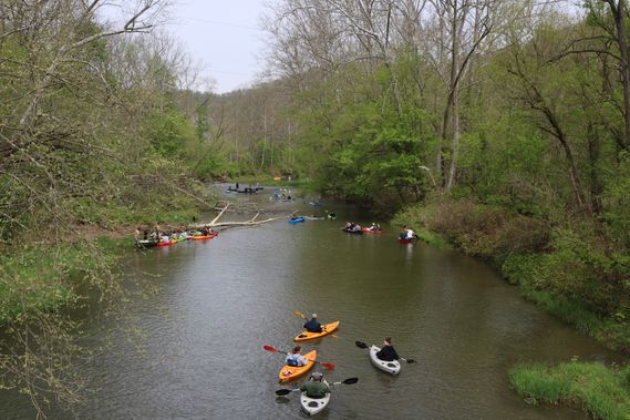 A large group of boaters experience Wheeling Creek
