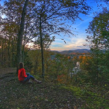 A person look out over Elkins from Fox Forest WMA