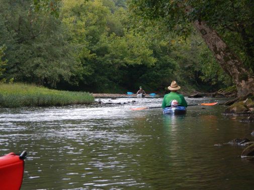 Kayakers float down the Little Kanawha River