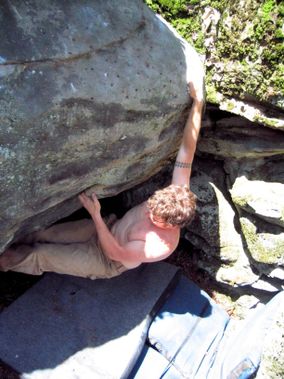 A person boulders at Camp 70 Boulders