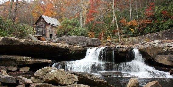 The Grist Mill at Babcock SP in the fall