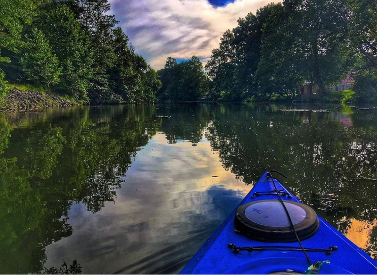 View from a kayak along the Tygart River