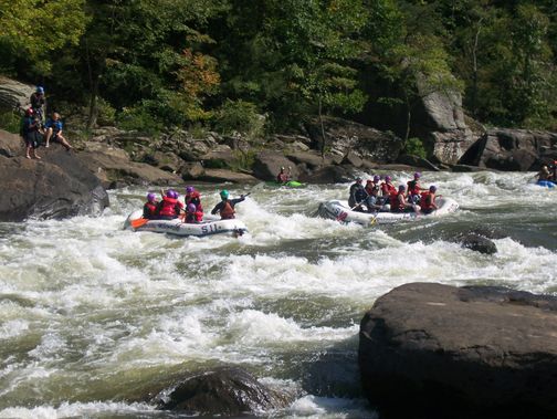 Two rafts on the rapid 