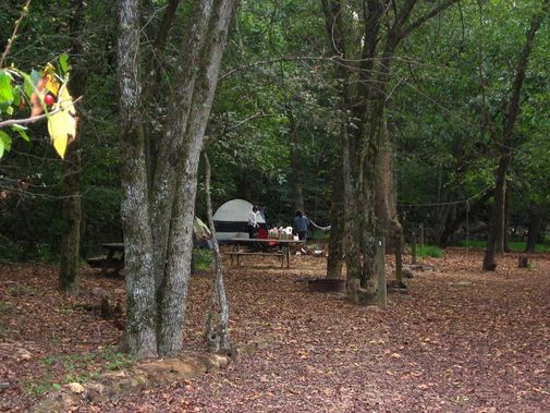 A campsite with tent at Glade Creek