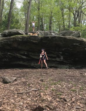 A family hikes and scrambles at Coopers Rock