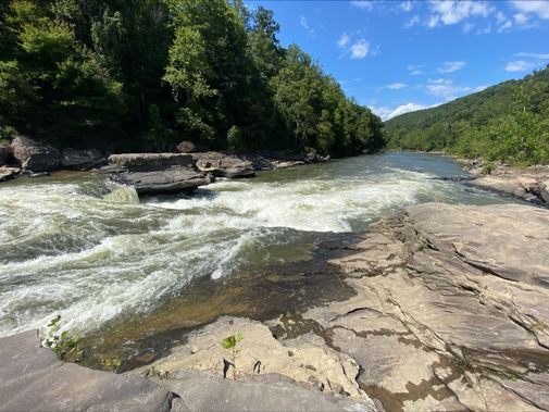 Wells Falls rapid is at the mouth of the Tygart River